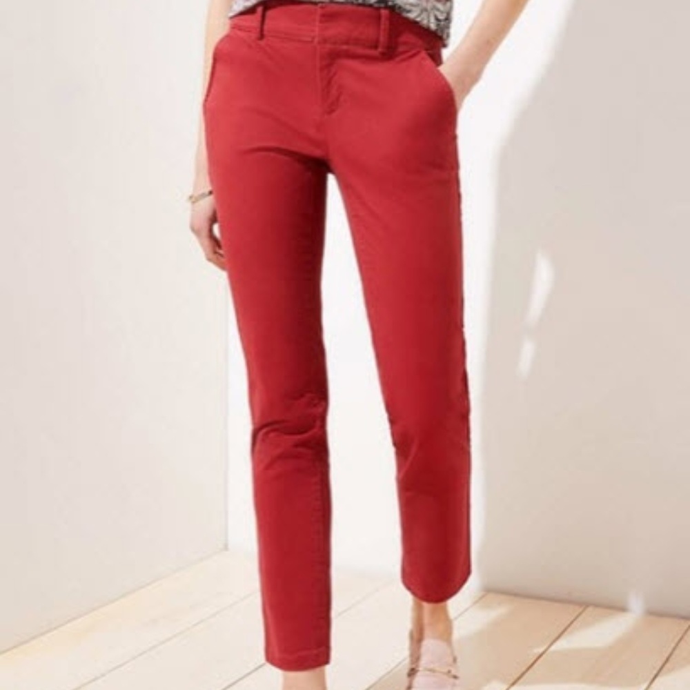 Ann Taylor LOFT Crimson Chino Ankle Pant